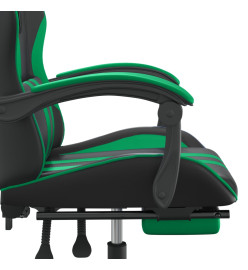 Chaise de jeu avec repose-pied Noir et vert Similicuir