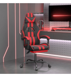 Chaise de jeu avec repose-pied Noir et rouge Similicuir