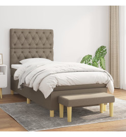 Lit à sommier tapissier avec matelas Taupe 80x200 cm Tissu