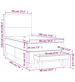 Lit à sommier tapissier avec matelas Taupe 90x190 cm Tissu