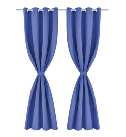 Rideau avec œillets métalliques 2 pcs 135 x 245 cm Bleu