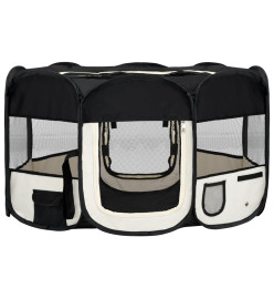 Parc pliable pour chien avec sac de transport Noir 145x145x61cm