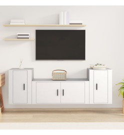 Ensemble de meubles TV 3 pcs Blanc Bois d'ingénierie