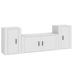 Ensemble de meubles TV 3 pcs Blanc Bois d'ingénierie