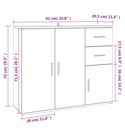 Buffet Blanc 91x29,5x75 cm Bois d'ingénierie