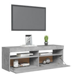 Meuble TV avec lumières LED gris béton 120x35x40 cm