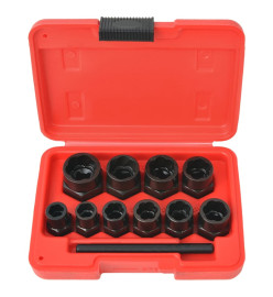 Kit d'extracteur de boulons/d'écrous endommagés Acier 11 pcs