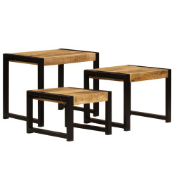 Tables gigognes 3 pcs Bois solide de manguier