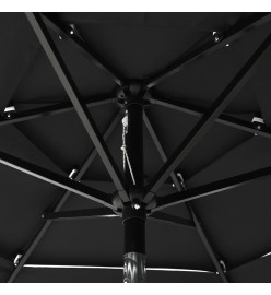 Parasol à 3 niveaux avec mât en aluminium Noir 2 m