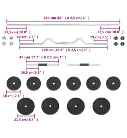 Ensemble d'haltères et de barres 30 kg