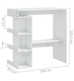 Table de bar étagère de rangement Blanc 100x50x101,5 cm