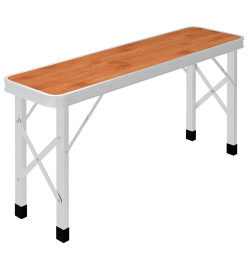 Table de camping pliable avec 2 bancs Aluminium Marron