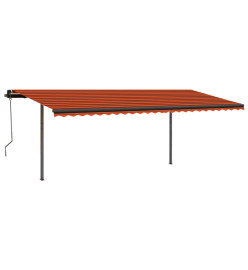 Auvent manuel rétractable avec poteaux 3,5x2,5 m Orange/marron