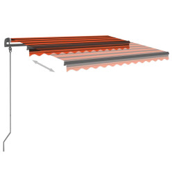 Auvent manuel rétractable avec poteaux 3,5x2,5 m Orange/marron