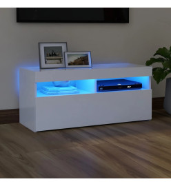 Meuble TV avec lumières LED blanc 90x35x40 cm