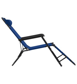 Chaises longues pliables 2 pcs avec repose-pied Acier Bleu