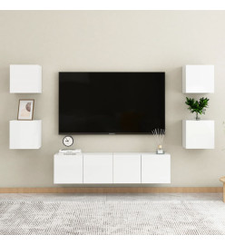 Ensemble de meubles TV 6 pcs Blanc brillant Aggloméré