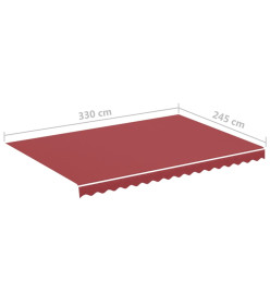 Tissu de remplacement pour auvent Bordeaux rouge 3,5x2,5 m