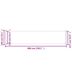 Auvent latéral rétractable de patio 140x600 cm Crème