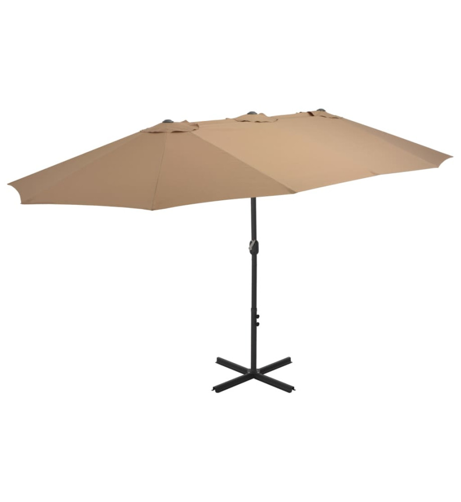 Parasol d'extérieur et poteau en aluminium 460 x 270 cm Taupe