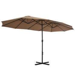 Parasol d'extérieur et poteau en aluminium 460 x 270 cm Taupe