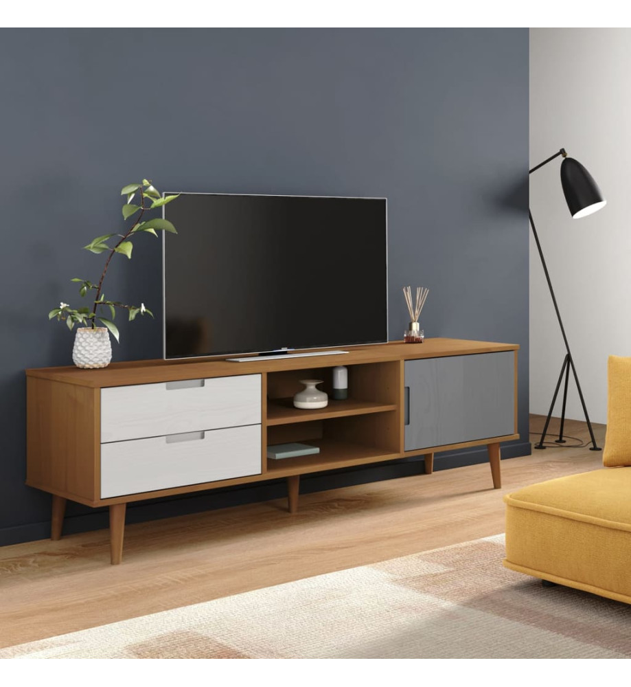 Meuble TV MOLDE Marron 158x40x49 cm Bois de pin massif