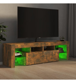 Meuble TV avec lumières LED Chêne fumé 140x36,5x40 cm