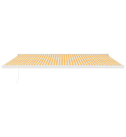 Auvent rétractable jaune et blanc 5x3 m tissu et aluminium