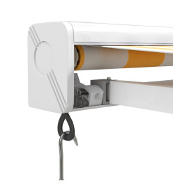 Auvent rétractable jaune et blanc 5x3 m tissu et aluminium