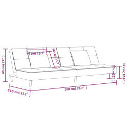 Canapé-lit à 2 places avec deux oreillers Gris foncé Tissu