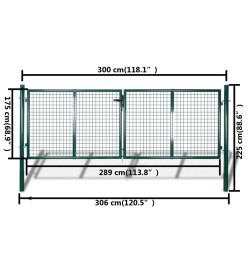Portail de Clôture en Grillage Galvanisée 289 x 175 cm / 306 x 225 cm