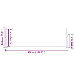 Auvent latéral rétractable de patio 140x500 cm Crème