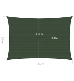 Voile d'ombrage 160 g/m² Vert foncé 3,5x4,5 m PEHD