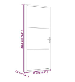 Porte intérieure 93x201,5 cm Noir Verre ESG et aluminium