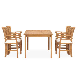Ensemble à dîner de jardin 5 pcs avec coussins Teck solide