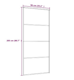 Porte coulissante Aluminium et verre ESG 90x205 cm Noir