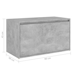 Banc d'entrée 80x40x45 cm Gris béton Aggloméré