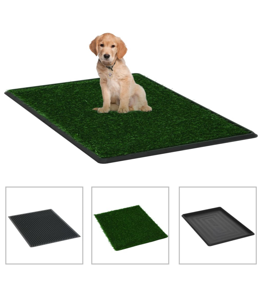 Tapis pour animaux 2 pcs avec plateau et gazon artificiel Vert