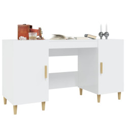 Bureau Blanc brillant 140x50x75 cm Bois d'ingénierie