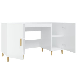 Bureau Blanc brillant 140x50x75 cm Bois d'ingénierie