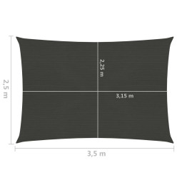 Voile d'ombrage 160 g/m² Anthracite 2,5x3,5 m PEHD