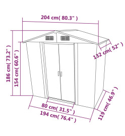 Abri de stockage pour jardin Métal Vert 204 x 132 x 186 cm