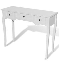 Table de console et coiffeuse avec 3 tiroirs Blanc