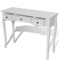 Table de console et coiffeuse avec 3 tiroirs Blanc