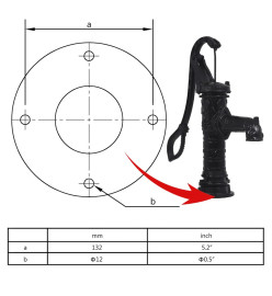 Pompe à eau de jardin avec support en fonte