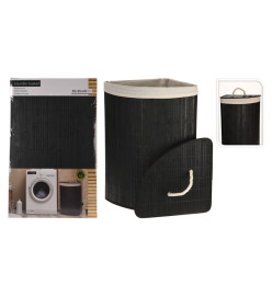 Bathroom Solutions Panier à linge d'angle Bambou Noir