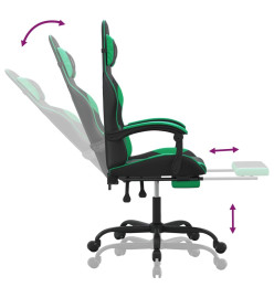 Chaise de jeu avec repose-pied Noir et vert Similicuir