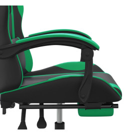 Chaise de jeu avec repose-pied Noir et vert Similicuir