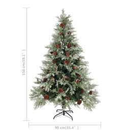 Sapin de Noël avec pommes de pin Vert et blanc 150 cm PVC et PE