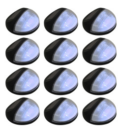 Lampe solaire murale à LED d'extérieur 12 pcs Rond Noir